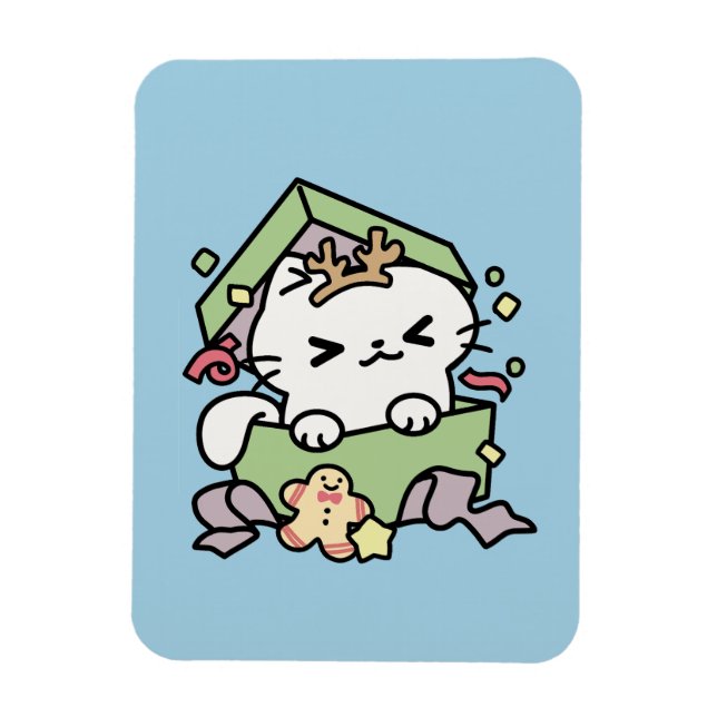 Íman Celebração de Natal com Gato de Tempo Puro (Vertical)