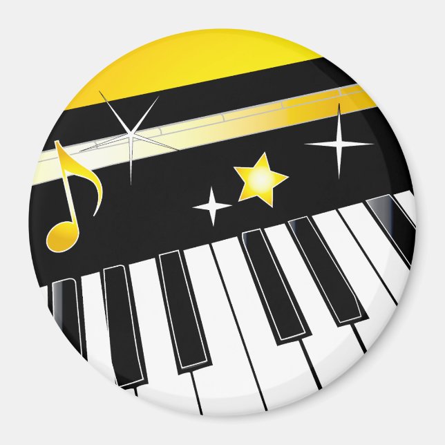 Íman Celebração de Piano com Destaque Dourado (Frente)