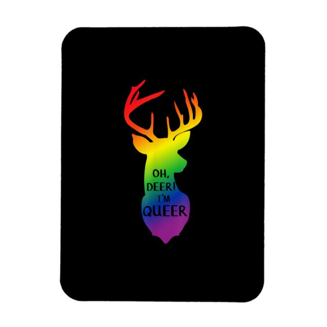 Íman Celebração Divertida do Orgulho Queer de Oh Deer P (Vertical)