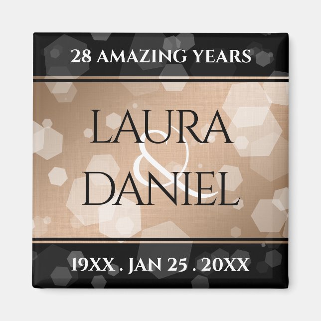 Íman Celebração do Aniversário do Casamento Linen 28 (Frente)