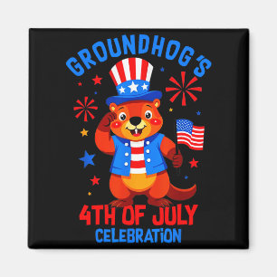 Íman Celebração do Dia 4 de Julho dos Groundhogs Patrió