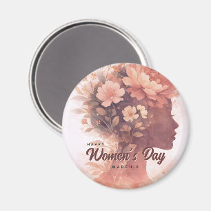 Íman Celebração Elegante do Dia das Mulheres Floral 8 d