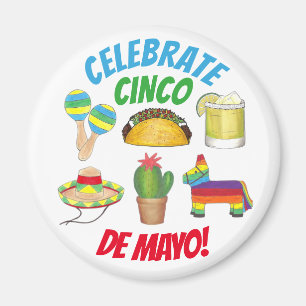 Íman Celebrar Cinco de Mayo Fiesta Taco Piñata Cactus