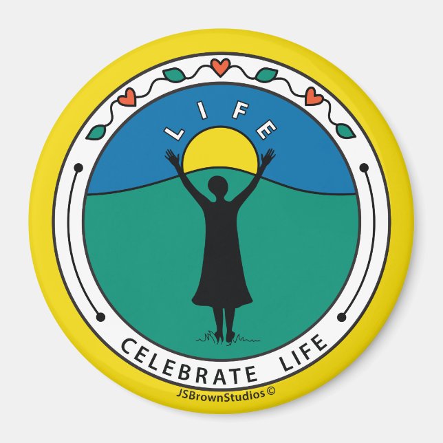 Íman Celebrar Life B_Round Magnet 3" (Frente)