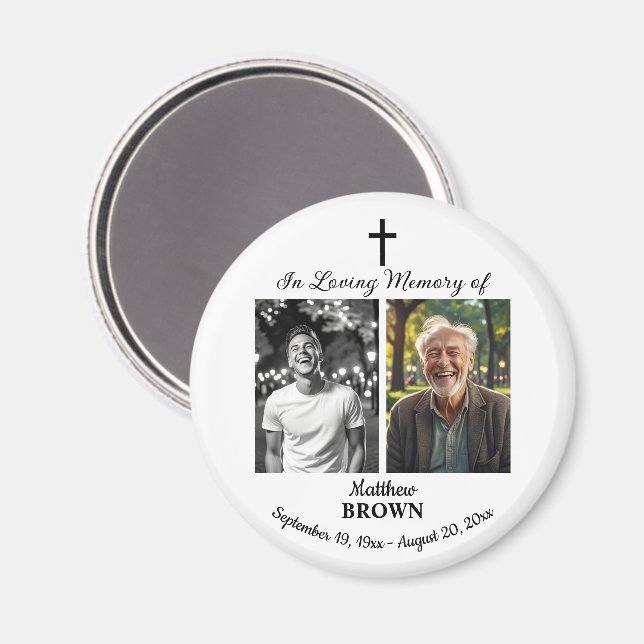 Íman Celebration Of Life 2 Photos Funeral White (Front/Back)