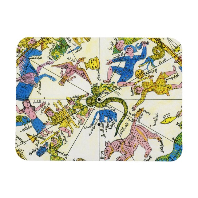 Íman Celeste Vintage, Esfera Árabe, Constelações (Horizontal)