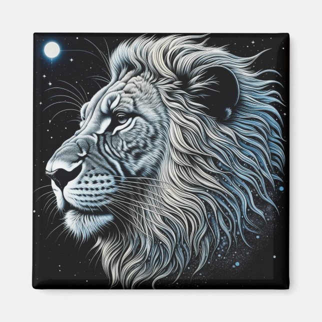 Íman Celestial Lion Night Sky Ai Art (Frente)
