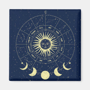 Íman Celestial Sun Moon Fases Zodiac