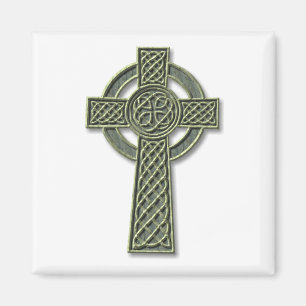 Íman Celtic Cross - Green Stone