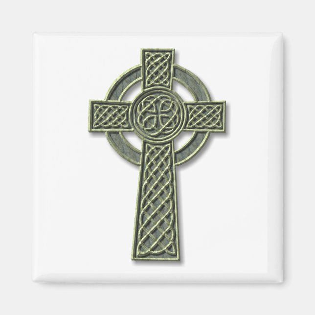 Íman Celtic Cross - Green Stone (Frente)