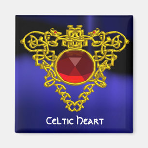 Íman Celtic Heart with Red Ruby