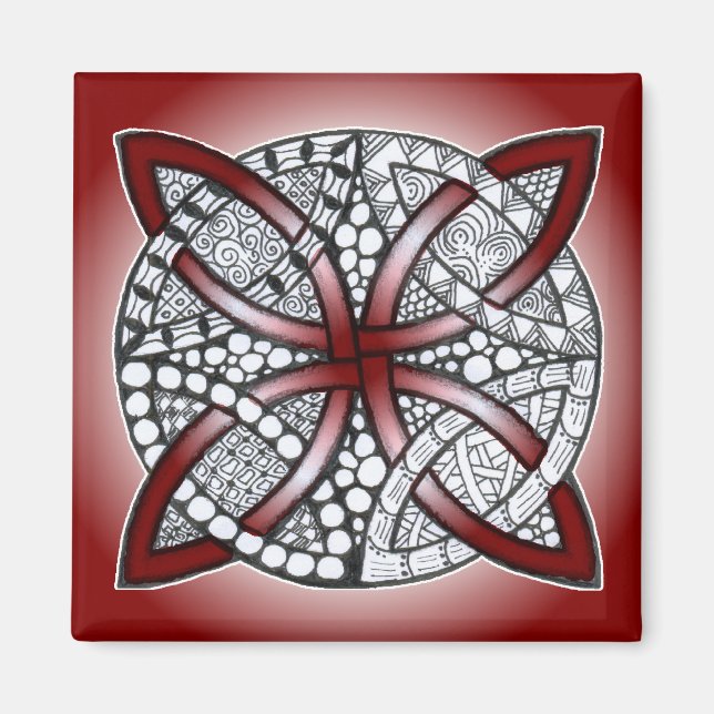 Íman Celtic Knot Doodle Maroon Red (Frente)
