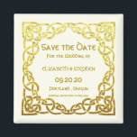 Íman Celtic Wedding Faux Dourado Celtic Knot Salvar dat<br><div class="desc">O Elegante Casamento Celta Faux Dourado Celtic Knot Design on Ivory . Este é um modelo pronto para você adicionar seus detalhes de casamento. Se você quiser alterar a cor do plano de fundo ou a fonte,  clique em personalizar ainda mais no final do modelo.</div>