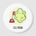 Íman Celular Funny Biology Science Pun<br><div class="desc">Celular Engraçado Biology Science Pun apresenta uma linda célula de solteiro usando um telefone vintage. Benny Pun presente para família e amigos que amam biologia,  celulares e trocadilhos.</div>