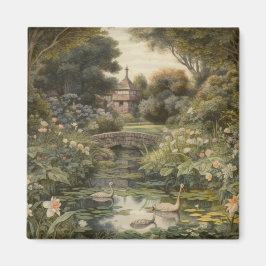 Íman Cena botânica dos cisnes num jardim inglês