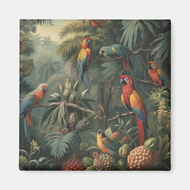 Íman Cena botânica dos papagaios e ananás (Frente)