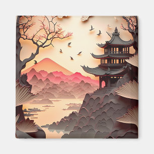 Íman Cena Chinesa AntigaCortar Magneta Quadrada Quadrad