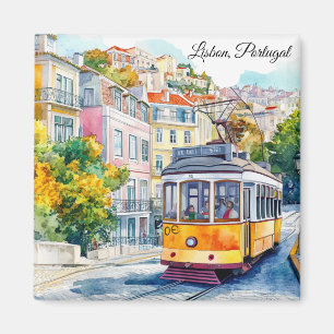Íman Cena Colorida de um Bonde Antigo em Lisboa, Portug