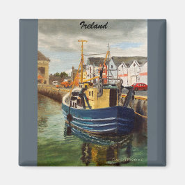 Íman Cena da Cidade de Galway Irlanda Barco de Pesca