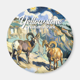Íman Cena da Natureza do Yellowstone Vintage Ovelhas da