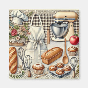 Íman Cena de Baking Cozy Homemade com Apron
