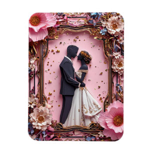 Íman Cena de Casamento com Silhueta de Papel Romântico