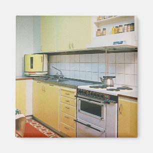 Íman Cena de Cozinha Retro Vintage dos Anos 1950 