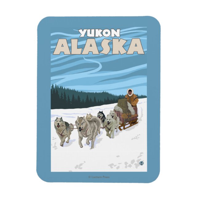 Íman Cena de Dormência de Cachorro - Yukon, Alasca (Vertical)
