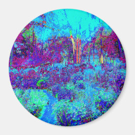 Íman Cena de Jardim Azul Impressionista Psicodélico