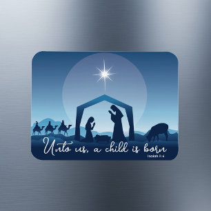 Íman Cena de Natal Religiosa Azul