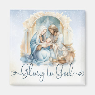 Íman Cena de Natividade de Aquarela Glória a Deus Natal