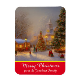 Íman Cena de Neve Árvores De Natal Em Quaint Village