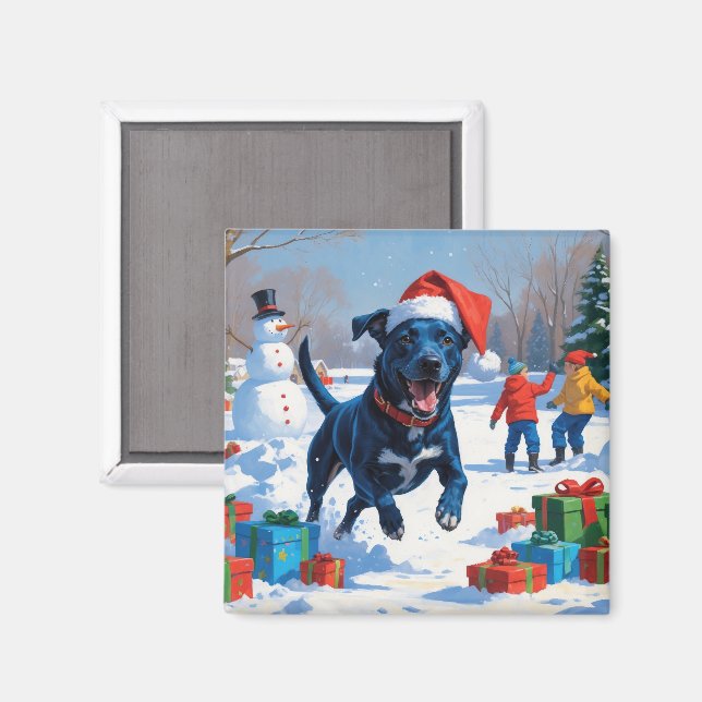 Íman Cena de Neve Festiva de Natal Blue Heeler (Front/Back)