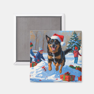 Íman Cena de Neve Festiva de Natal com Malinoi Belga