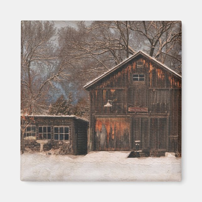 Íman Cena de Neve Rustic Barn & Cottage (Frente)