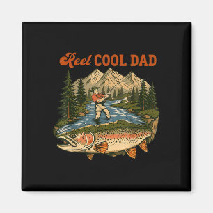 Íman Cena de pai legal pescando truta na montanha