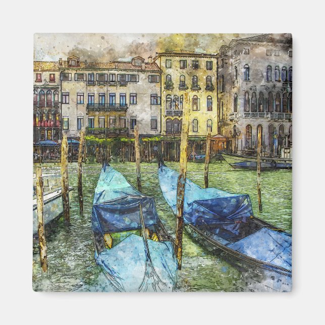 Íman Cena de pintura de gôndola de Veneza (Frente)