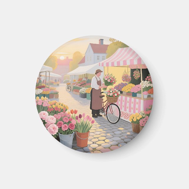 Íman Cena de Rua da Flor Ensolarada (Frente)