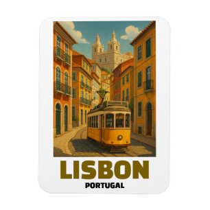 Íman Cena de Rua de Bonde Lisboa Portugal Vintage Retro