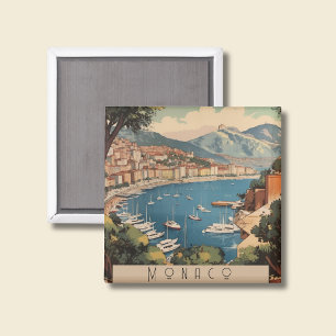 Íman Cena de Viagem do Porto de Mônaco Vintage com Text