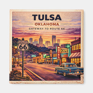 Íman Cena de viagem pela Vintage Tulsa Oklahoma Route 6