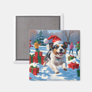 Íman Cena Festiva de Neve Terrier Christmas australiana
