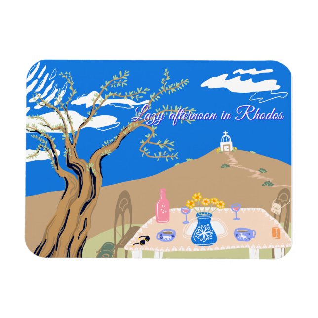 Íman Cena personalizada de viagem sob oliveira grega à  (Horizontal)