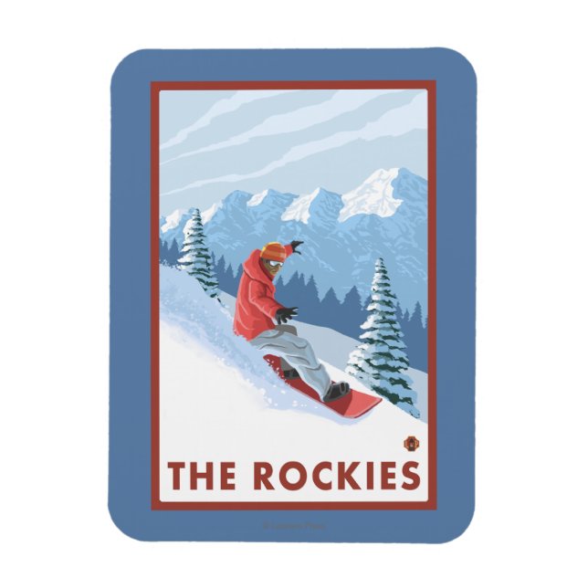 Íman Cena Snowboarder - As Rochosas (Vertical)