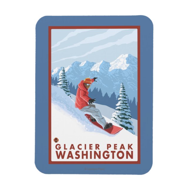 Íman Cena Snowboarder - Pico de Glacier, Washington (Vertical)