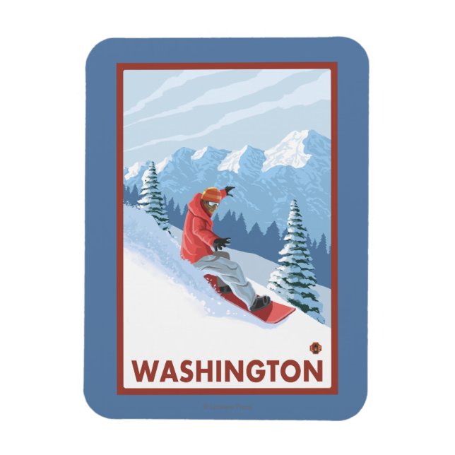 Íman Cena Snowboarder - Washington (Vertical)