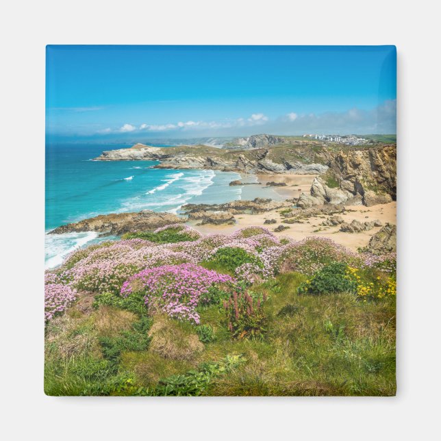 Íman Cenário costeiro assombroso com a praia de Newquay (Frente)