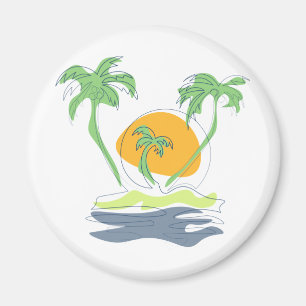 Íman Cenário de praia de ilha tropical. Árvore de palme
