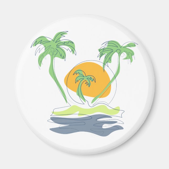 Íman Cenário de praia de ilha tropical. Árvore de palme (Frente)