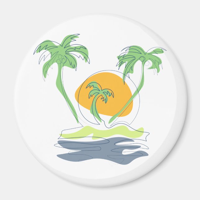 Íman Cenário de praia de ilha tropical. Árvore de palme (Frente)